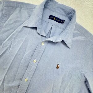 Ralph‎ Lauren Men's Short Sleeve Button Down Shirt XL Blue Oxford Polo Pony
